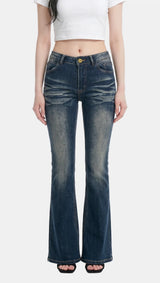 Vintage Washed Bootcut Denim Jeans