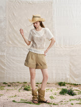 Tweed Lace Layered Faux Two-Piece Bustier Tee