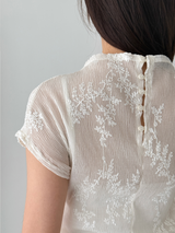 flowery wrinkle blouse (2color)
