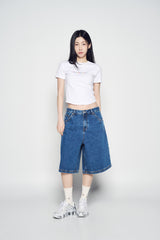 25SS カラー ロゴ ヘムライン クロップ ショートスリーブ Tシャツ ホワイト