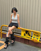 Ribbon Polka Dot Halterneck Sleeveless