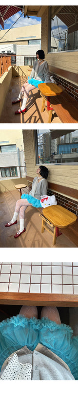 FRILL TUTU MINI SKIRT IN TURQUOISE BLUE
