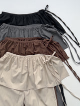 Frill Wrap Nylon Wide Pants