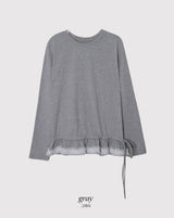 WT レースフリルレイヤードロングスリーブTシャツ (2color)