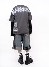 カオス ワッペン ピグメント Tシャツ (チャコール)