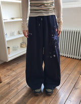Snao Star Embroidered Patch Banding Wide Pants