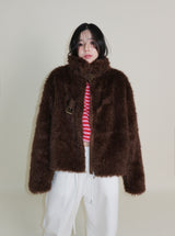 Rachel Two-Belt Detail Short Length Fur Jacket (Lining Quilted)