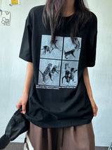 ジュジュ フォーセクション ブラックホワイト オーバーサイズTシャツ - 4カラー