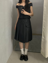 Aveni Pocket Banding Midi Skirt