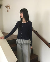 ニーブ シフォン レース ニット カーディガン