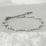 ss-Daisy flower motive array bracelet_white yellow