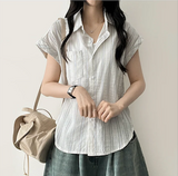 Bronze stripe roll-up short sleeve shirt