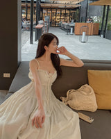 Back slit long one piece