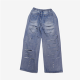 (Unisex) Parchment with open back denim pants