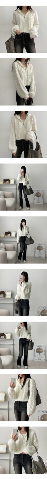 Toti Two Way Twisted Knitted Hooded Zip-Up Hoodie
