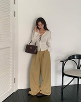 Meld Buckle Pintuck Slacks Pants