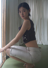 Beaded Strap Draped Cami - Charcoal