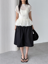 organza balloon blouse (3color)