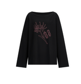 [mnem] レッドスパイダーリリーボートネックTシャツ