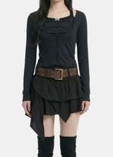Milky Ribbon Layered Cardigan Set