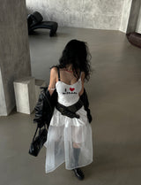 cancan frill see-through see-through long skirt