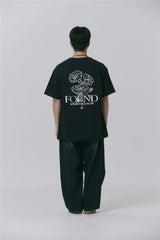 FMW フラワーグラフィック Tシャツ - ブラック