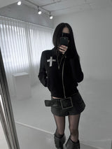 クロススタッドダイアゴナルウォーマージップアップ (fleece-lined / 2color)