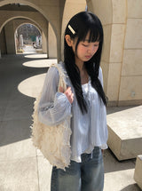 Anna Stripe Lace Frill Layered Blouse