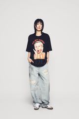 24FW スクリームボーイレタリングベビーフェイス半袖Tシャツ ブラック
