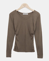 Monve Side Shirring V-neck T-shirt