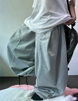 KOREAN/STRING 🤍 FORMAL CAVE FRONT PLEAT COTTON STRING BALLOON PANTS 🤍🩶🤎🖤 - 5 COLORS
