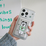 (SET)スターアイスクリーム マグセーフ ジェリーハード スマートフォンケース + マグセーフ カードウォレット(silver)