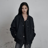 C TWO-WAY HOOD SHIRRING MA-1_BLACK