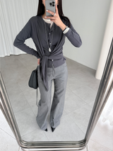 tied button cardigan (3color)