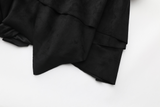 Metal Belt Layered Uneven Skirt