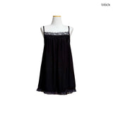 (3color) Wrinkle Lace Slip Dress