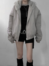 (Unisex) ケロンファーフードボンバーコットンジャンパー