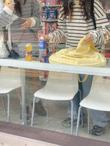 a light striped sweatshirt, grey