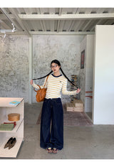 Bow Yellow Stripe Long Sleeve Tee