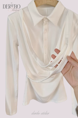 Lily Shirring Shirt Long Sleeve Top
