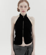 Halter Waistcoat Top Black