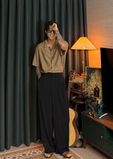 Loose-fitting ethnic punched collar knit shirt 3COLOR