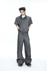 Asymmetric Cropped Short Sleeves Jacket