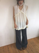 Shoto Deep-V Ruffled Layered Sleeveless Blouse