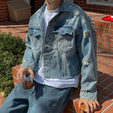 De Lap High Damage Crop Denim Jacket (2color)