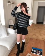 メリボーダーワンショルダーニット