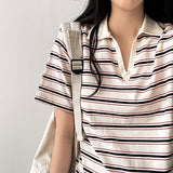 ジェンズカラーストライプダンガラカラーショートスリーブTシャツ
