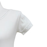 (2color) Flower Layered U-Neck Crop Half Sleeve Tee