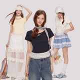 レースペプラムリボンミニTシャツ