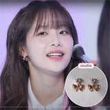 [CHUU Piercing] Heart Crystal and Ribbon Piercing - Rosegold